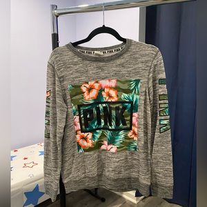 PINK sweatshirt Grey with tropical print